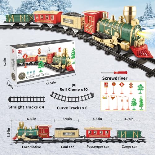Christmas Train Set with Lights, Sounds, 3 Cars & 10 Tracks U640390
