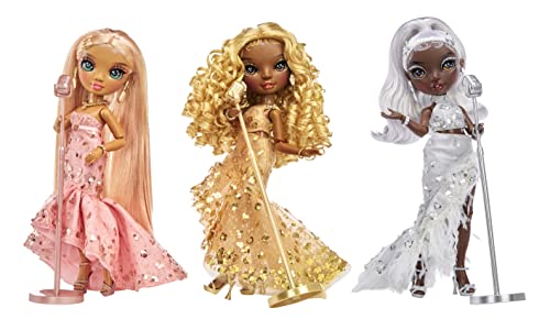 Gold Yellow Posable Fashion Doll with 2 Designer Outfits and Vanity Playset L8424