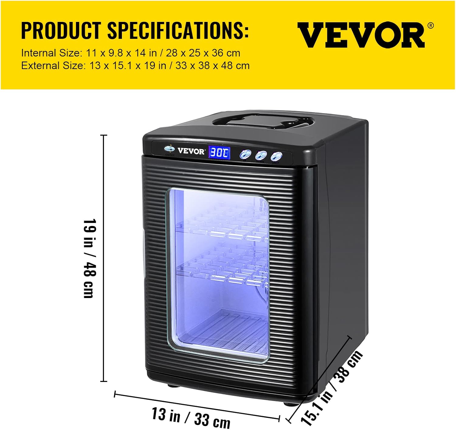25L Black Reptile Egg Incubator 5-60°C Digital Display D49286