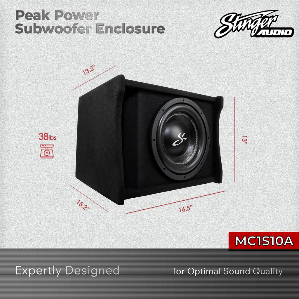 Single 10" 1,200 Watt Peak Power Loaded Subwoofer Enclosure X392100