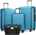 Blue 3 Piece Expandable ABS Suitcase Set with Travel Bag S42718