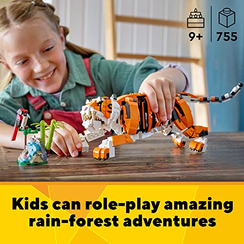 LEGO Creator 3 in 1 Majestic Tiger Building Set, Transforms from Tiger to Panda or Koi Fish Set, Animal Figures, Collectible Building Toy, Gifts for Kids, Boys & Girls 9 Plus Years Old, 31129 Q13512