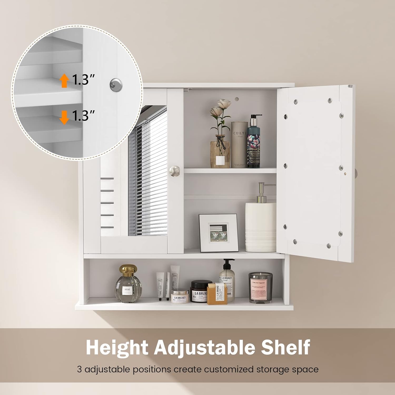 White Wall Bathroom Storage Cabinet H447794