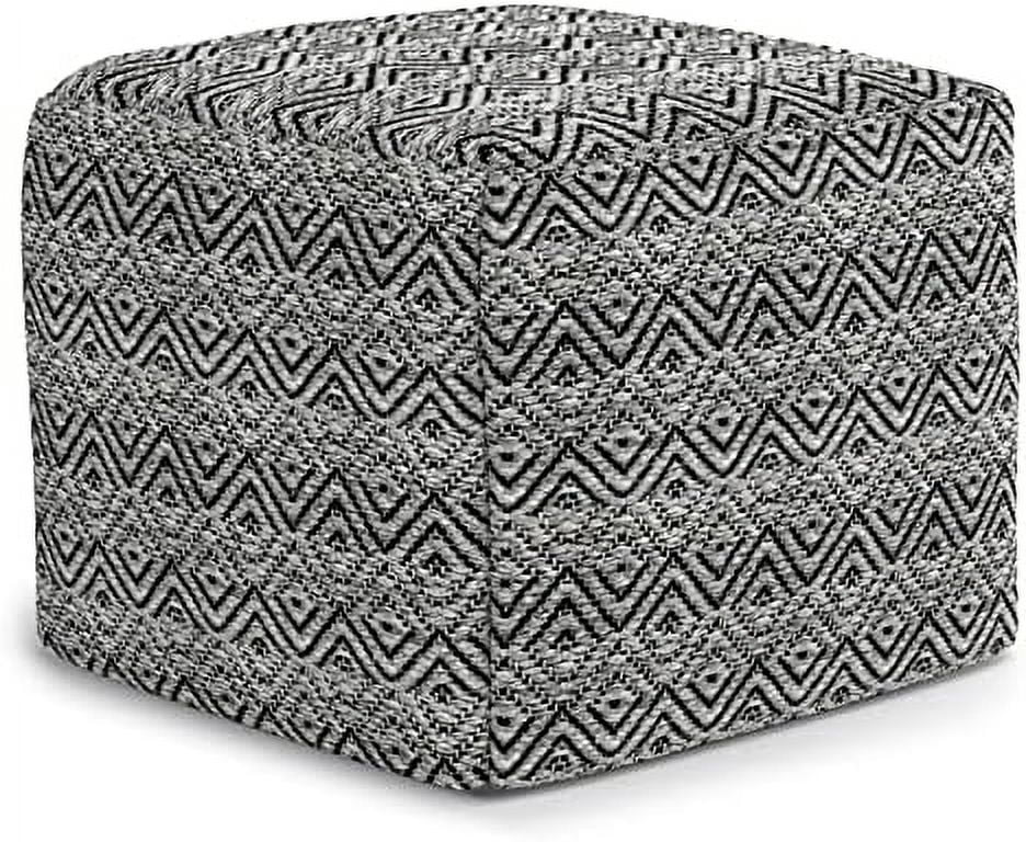 18"X18"X14" Dark Gray Black Cotton Woven Pouf Ottoman C89601