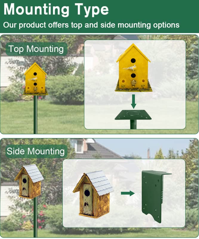 90Inch Heavy Duty Bird Feeder Pole Kit with 5 Prongs Base and 2 Plates Black G56495