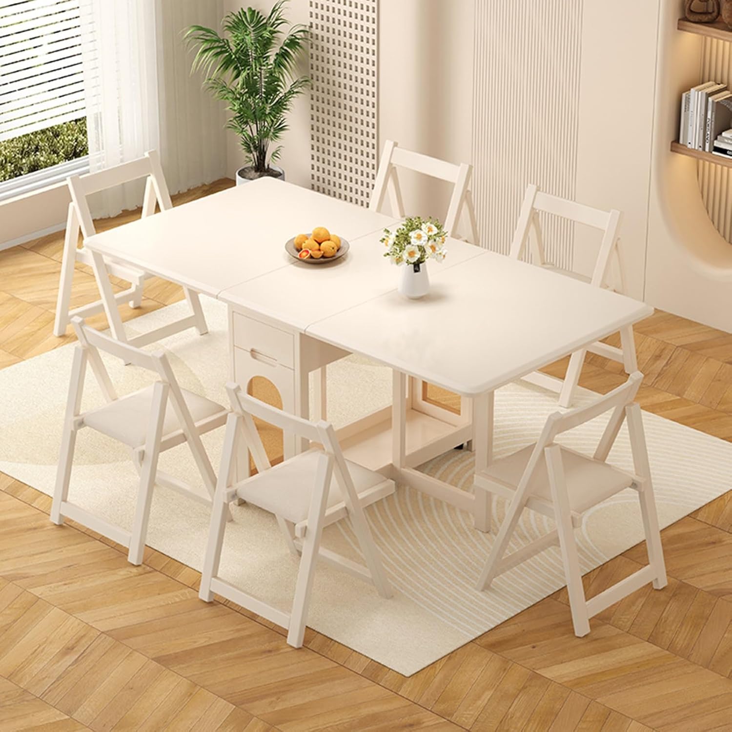 Folding Dining Table with 4 Chairs and 1 Storage Drawer X619732
