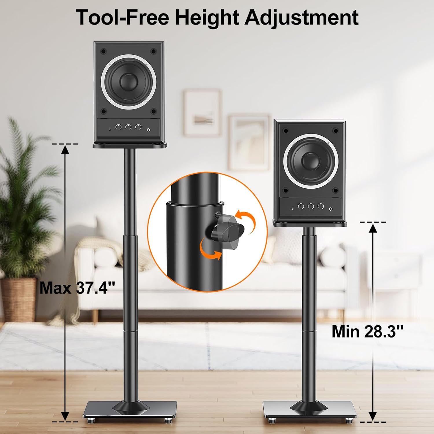 Universal Speaker Stands Height Adjustable 28"-37.4" Pair Y59192