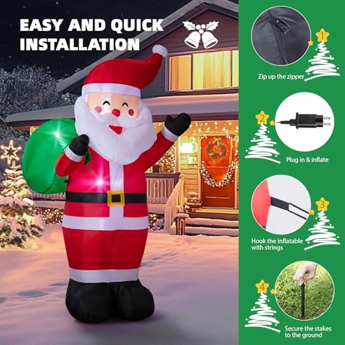 8FT LED-lit Inflatable Santa Claus Decoration S855394