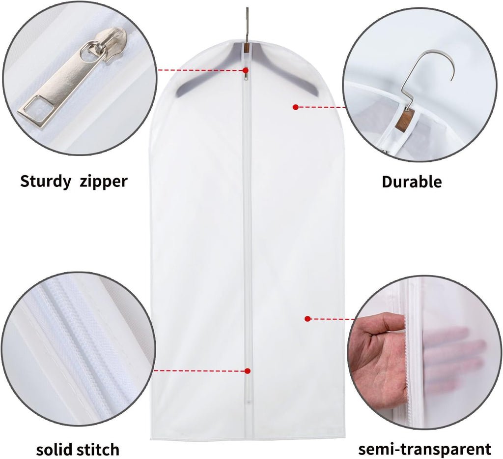 24'' x 48'' Set of 12 Clear Plastic Garment Bags with Zipper L681