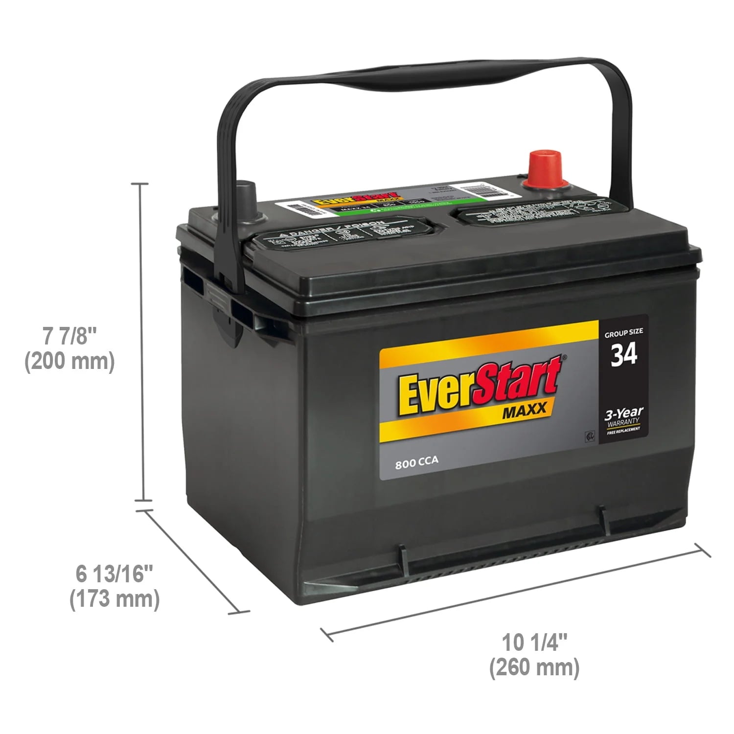 Group Size 34 12 Volt 800 CCA Lead Acid Automotive Battery Y2453