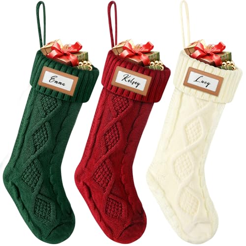 Red 18 Inch Cable Knit Christmas Stocking E52816