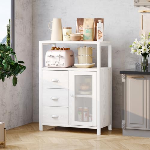 Bathroom Floor Storage Cabinet with 3 Removable Drawers and 1 Door Z784