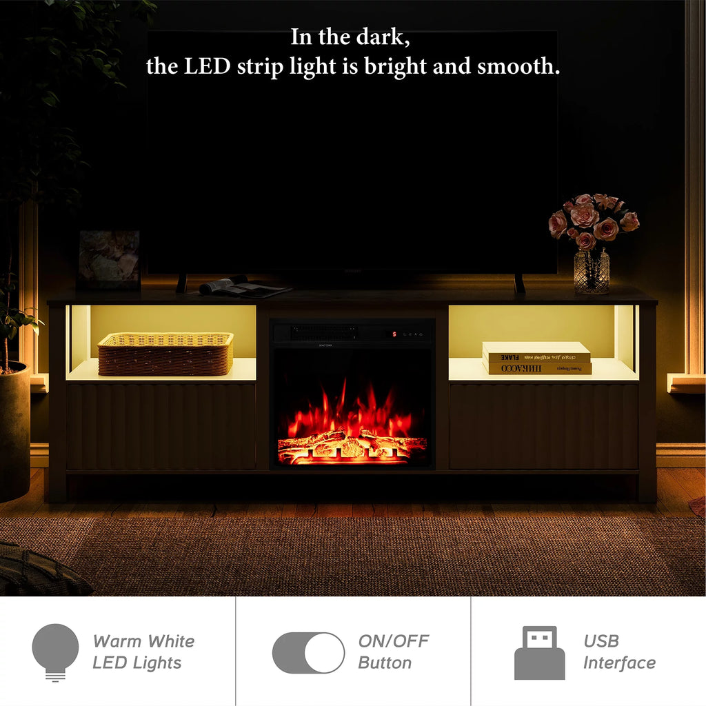 White 70 inch Electric Fireplace TV Stand P73578