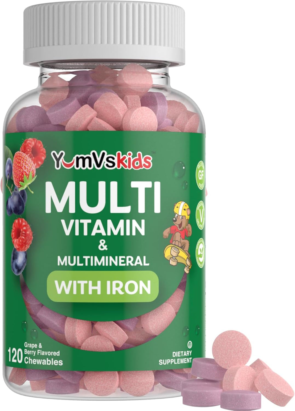 Kids Chewable Multivitamin with Iron, 120 Tablets C209