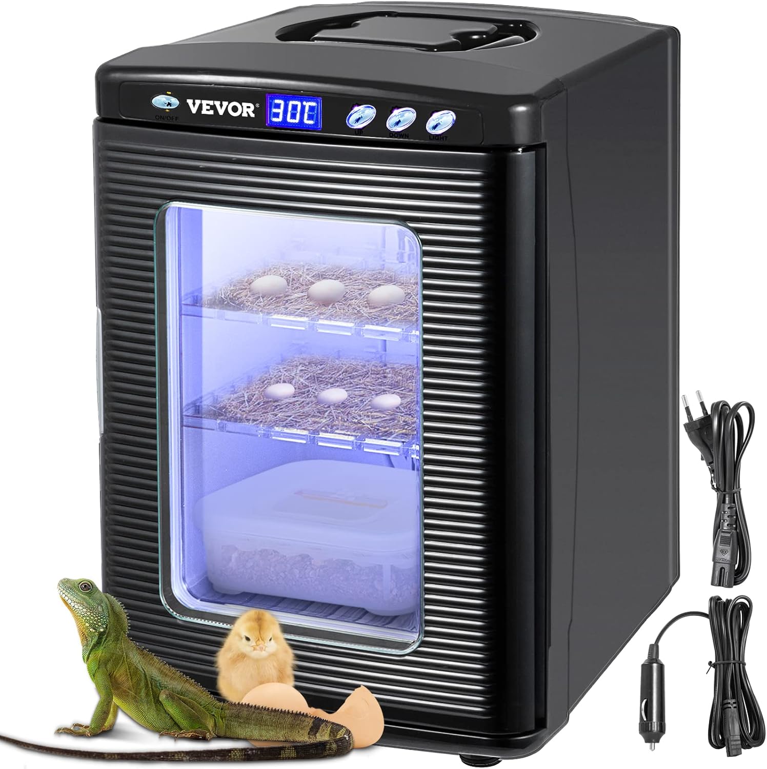 25L Black Reptile Egg Incubator 5-60°C Digital Display D49286