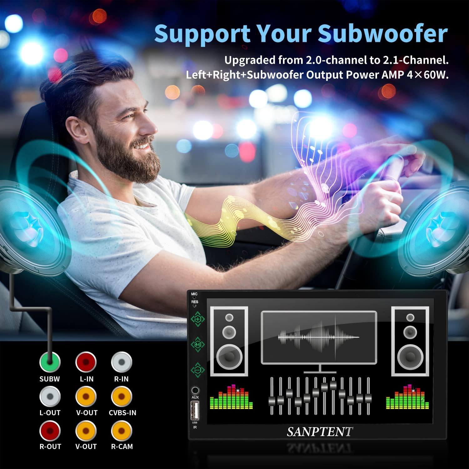 7-Inch Touch Screen Double Din Car Stereo with Bluetooth Z5063