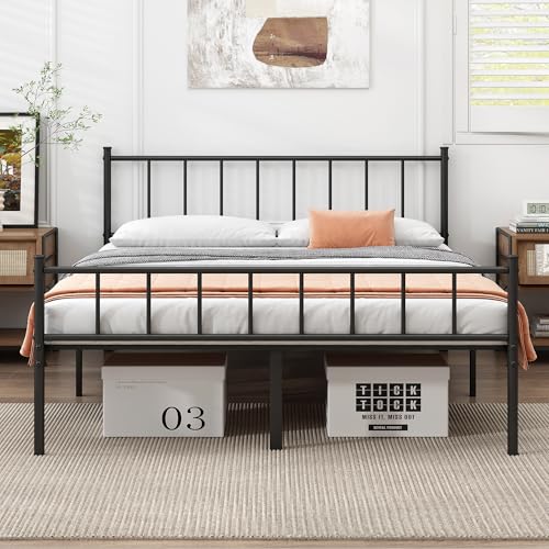Full Metal Platform Bed Frame with Steel Slat Support W6256