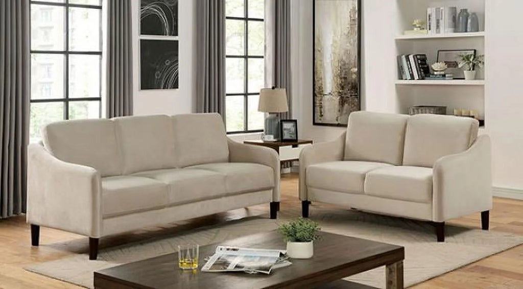 Beige Flannelette Living Room Set 3pcs R796