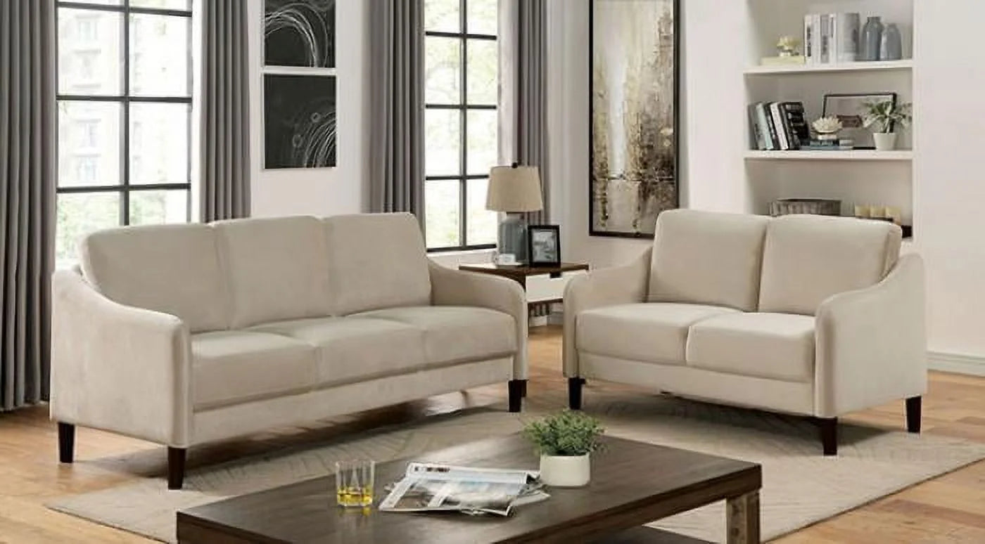 Beige Flannelette Living Room Set 3pcs R796