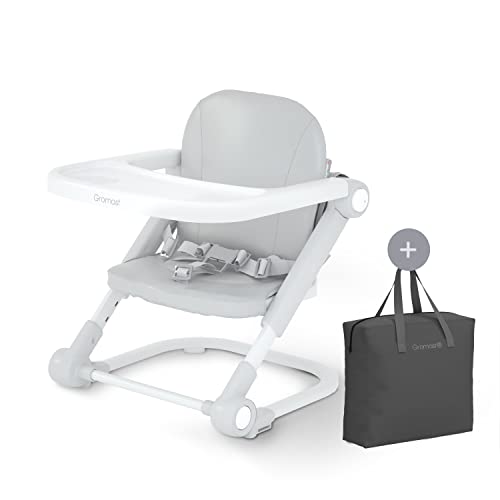 Toddler Booster Seat with Aluminum Frame, Soft PU Cushion, Grey T135