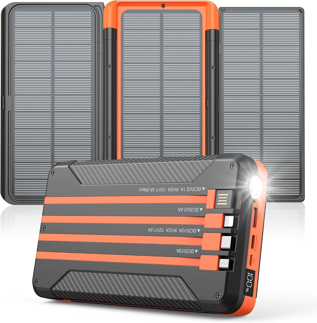 46800mAh Solar Charger with 4 Cables and LED Display K6397