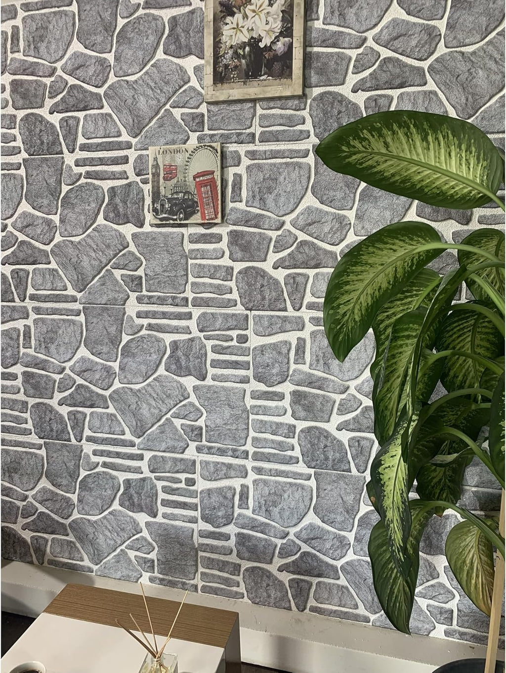 Bluish Grey White Faux Stone 3D Wall Panels, 54 sq ft, 40" x 20", Pack of 10 Q279
