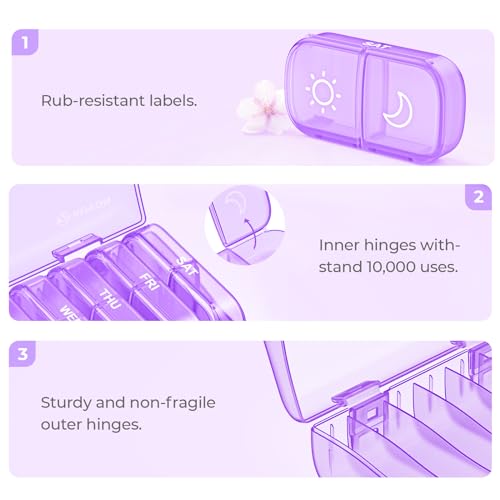 XL Weekly Pill Organizer 2 Times a Day, AM PM Pill Box 7 Day W8767