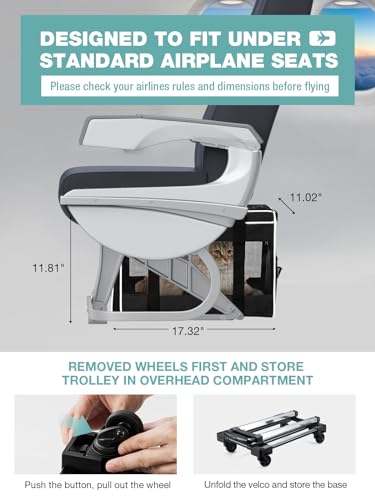 Black Rolling Pet Carrier with Wheels Z384