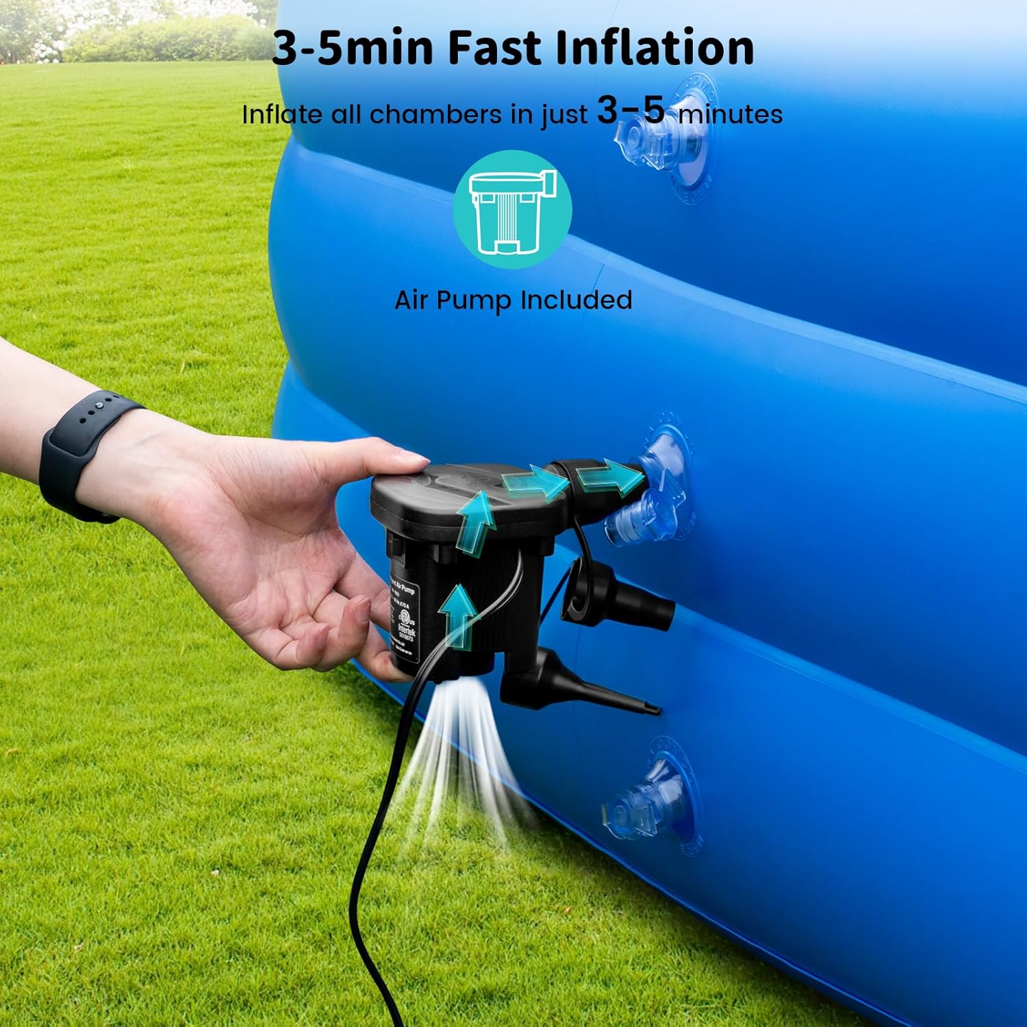 Extra Large Inflatable Pool 130"x 72" x 22" Oversized Blow Up Pool with Pump Q400375