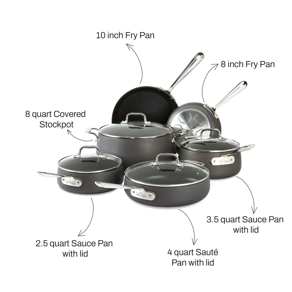 10 Piece Hard Anodized Nonstick Cookware Set E259