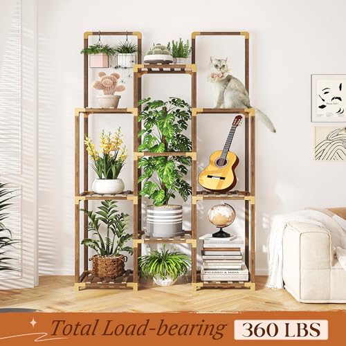 13 Potted Double Rod Wood Plant Stand 56''W*11.6''D*47''H W889584