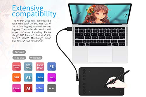 Drawing Tablet 7 x 4 inch with 8192 Levels Pressure 8 Shortcut Keys O847481