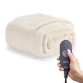 White Faux Fur Heated Electric Throw P924