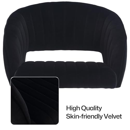 Black Corduroy Height Adjustable Swivel Desk Chair with Gold Base O3763
