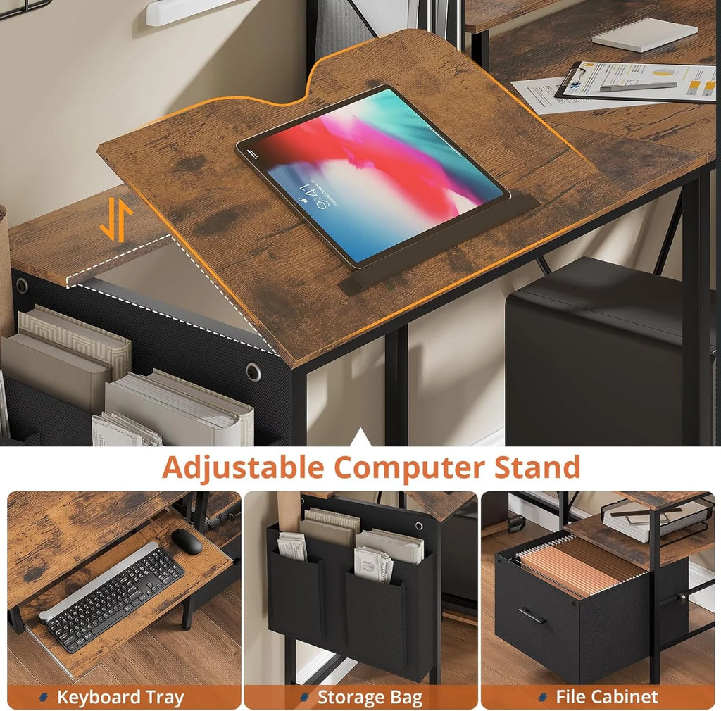 Reversible Corner Office Desk with Storage P2965
