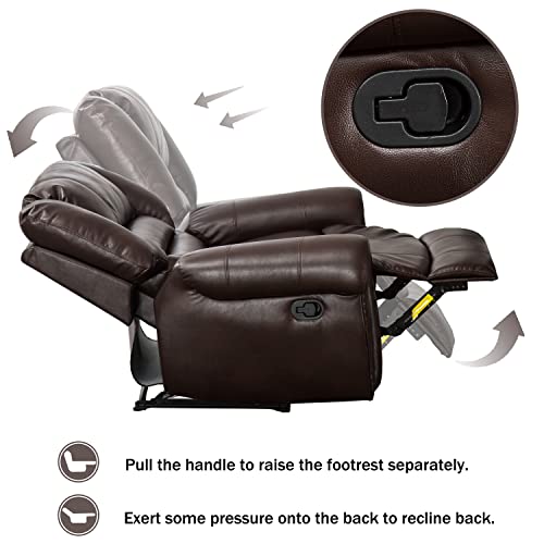 Leather Recliner Chair Set of 2, Nut Brown D558
