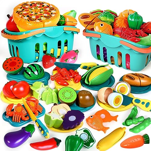 100 Pcs Play Food Set with 2 Baskets K828282