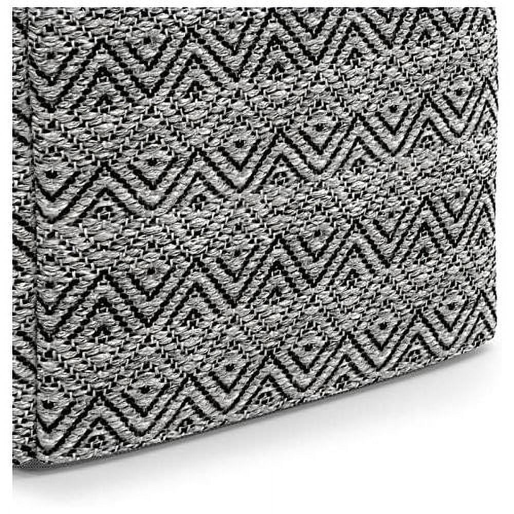 18"X18"X14" Dark Gray Black Cotton Woven Pouf Ottoman C89601