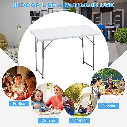 4ft Portable Plastic Folding Table with Adjustable Height I755758