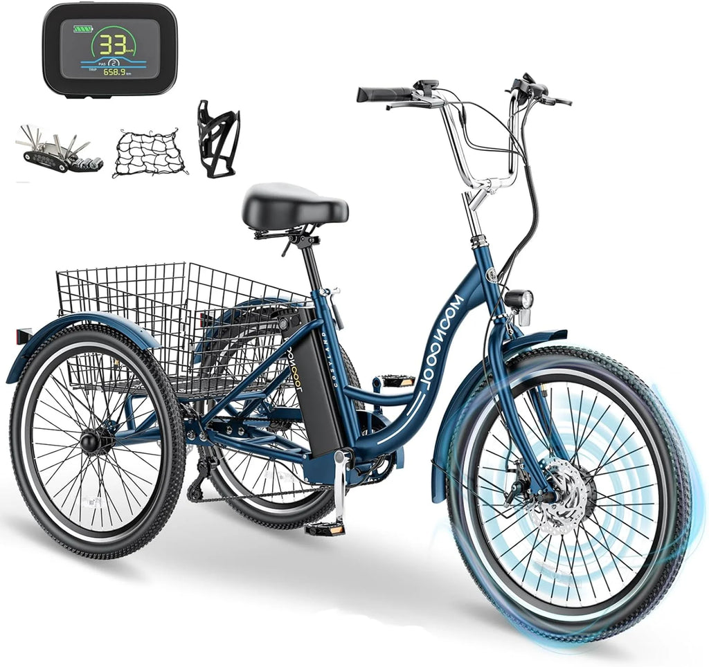 24 26 3 Wheel Electric Tricycle 350W 36V 7 Speeds with Large Basket U9720