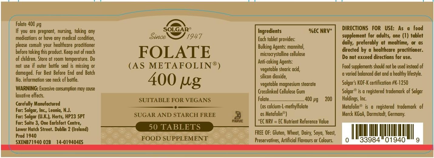Folate 666 MCG DFE Tablets - 50 Count K572244