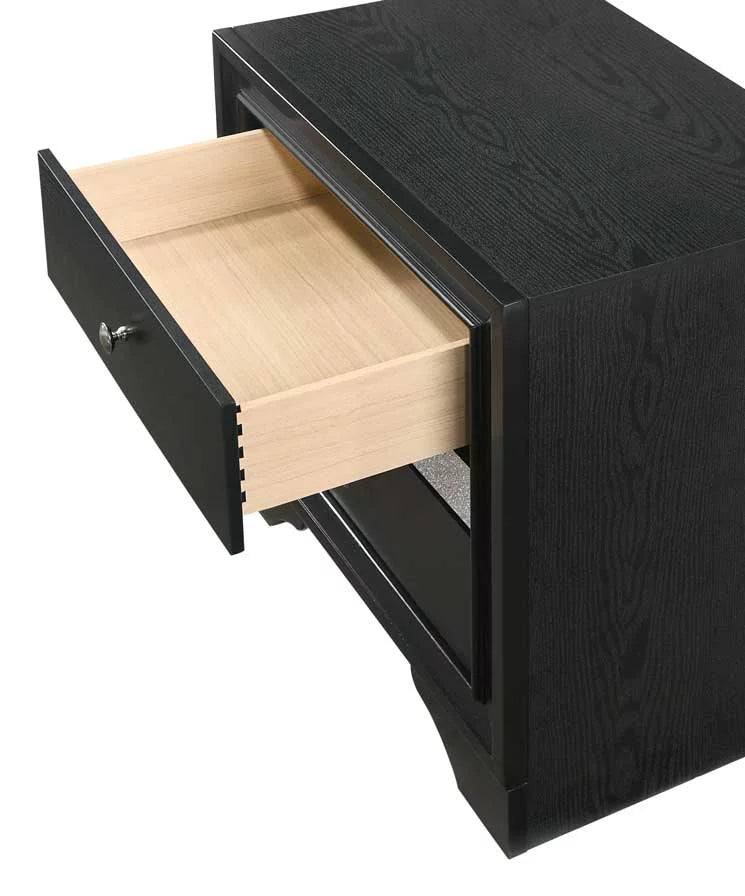 3pc Queen Storage Bed Drawers Panel Bed Nightstand Set Black Wooden V2889