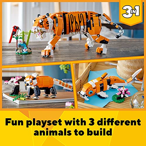 LEGO Creator 3 in 1 Majestic Tiger Building Set, Transforms from Tiger to Panda or Koi Fish Set, Animal Figures, Collectible Building Toy, Gifts for Kids, Boys & Girls 9 Plus Years Old, 31129 Q13512