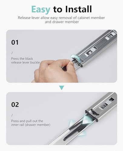Soft Close Drawer Slides 22 inch Full Extension Ball Bearing Side Mount 100lb Load Capacity U2002