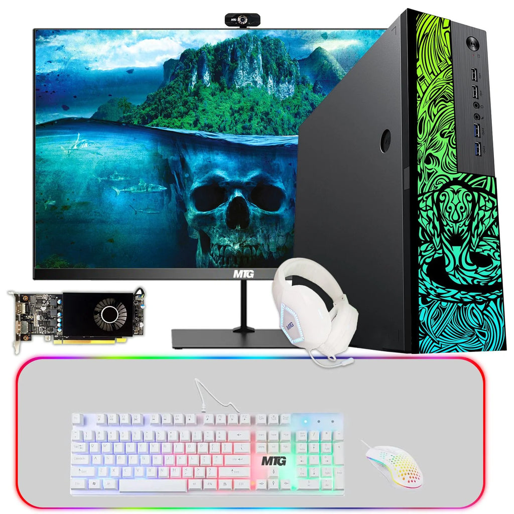 Restored Gaming Desktop PC, Intel Core i5 12th Gen, AMD RX 550, 16GB RAM, 1TB SSD, 4TB HDD, 24 Inch LED Monitor, Win 11 Home (Refurbished) I91675