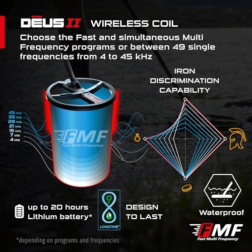 Waterproof Multi Frequency Metal Detector with 9" FMF Coil, Remote Control, WS6 Wireless Headphones & S-Telescopic Stem D208119
