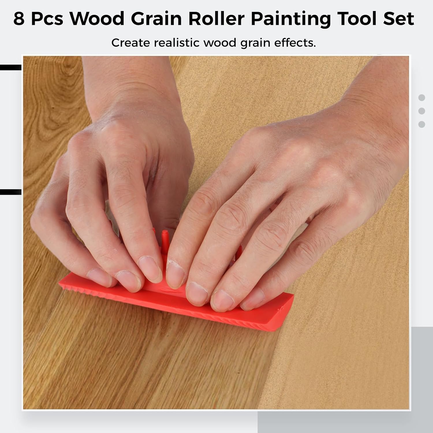 8PCS Wood Grain Painting Tool Set with Handle J52526