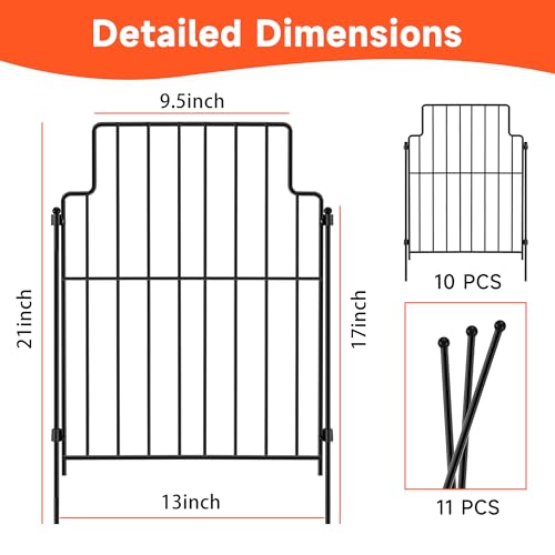 21in x10.83ft Rustproof Metal Garden Fence T20543