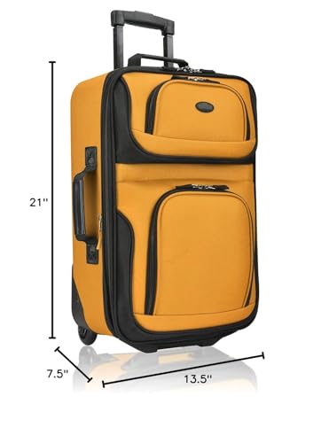 Orange Fabric Expandable Carry-on Luggage, Rolling Suitcase, 2 Wheel Set J520