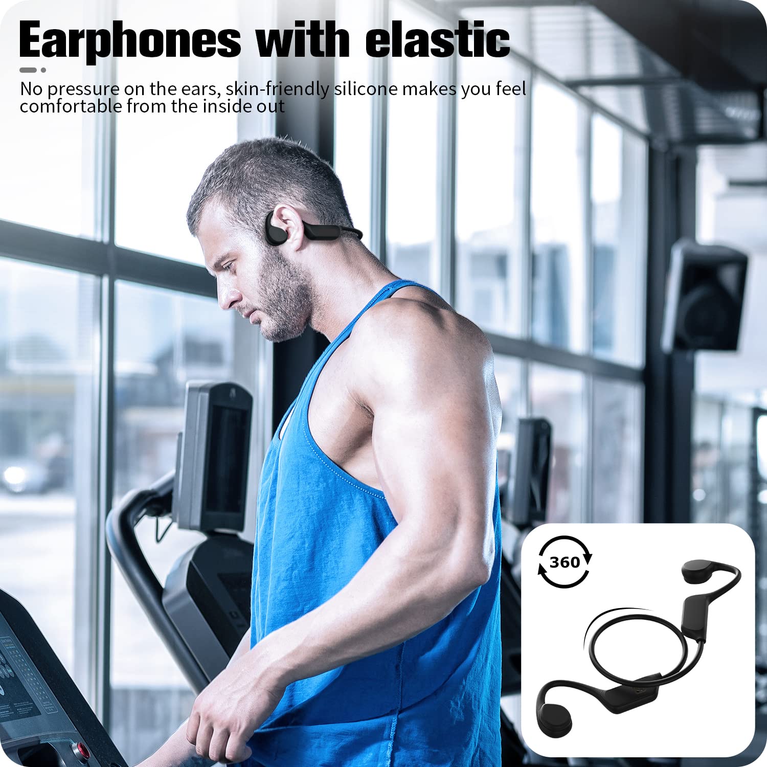Bone Conduction Wireless Bluetooth 5.0 Open Ear Headphones with 32G Memory IP68 Waterproof G978292